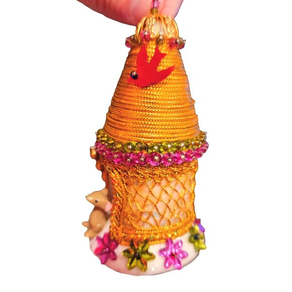 Vintage Handmade Push Pin Christmas Ornament Mid Century Retro Kitsch Hours of W - Picture 8 of 12